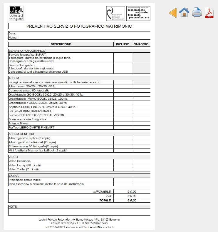 Crea il preventivo del servizio fotografico del matrimonio Crea il preventivo del servizio fotografico del matrimonio